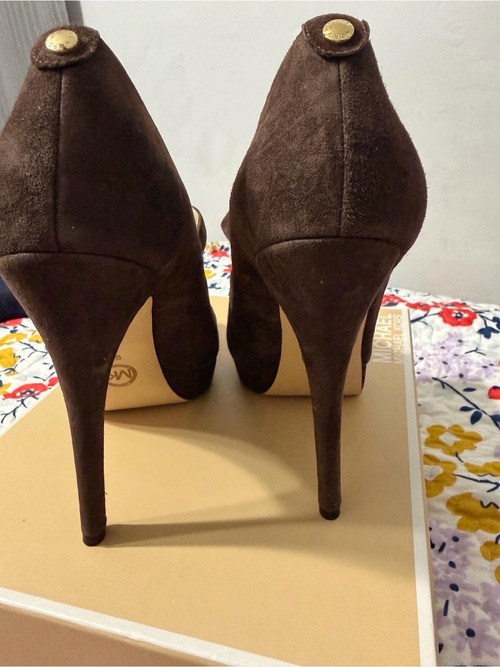 Michael Kors Chocolate Brown Suede Mary Jane Platform Heels - Picture 4 of 6